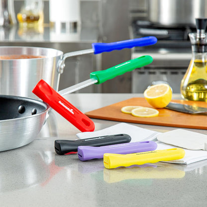 Restaurantware Silicone Pan Handle Cover Set 1-Count Heat-Resistant Removable Pan Handle Grips, Ergonomic Non-Slip Green Handle Protectors for Fry Pans and Sauce Pans