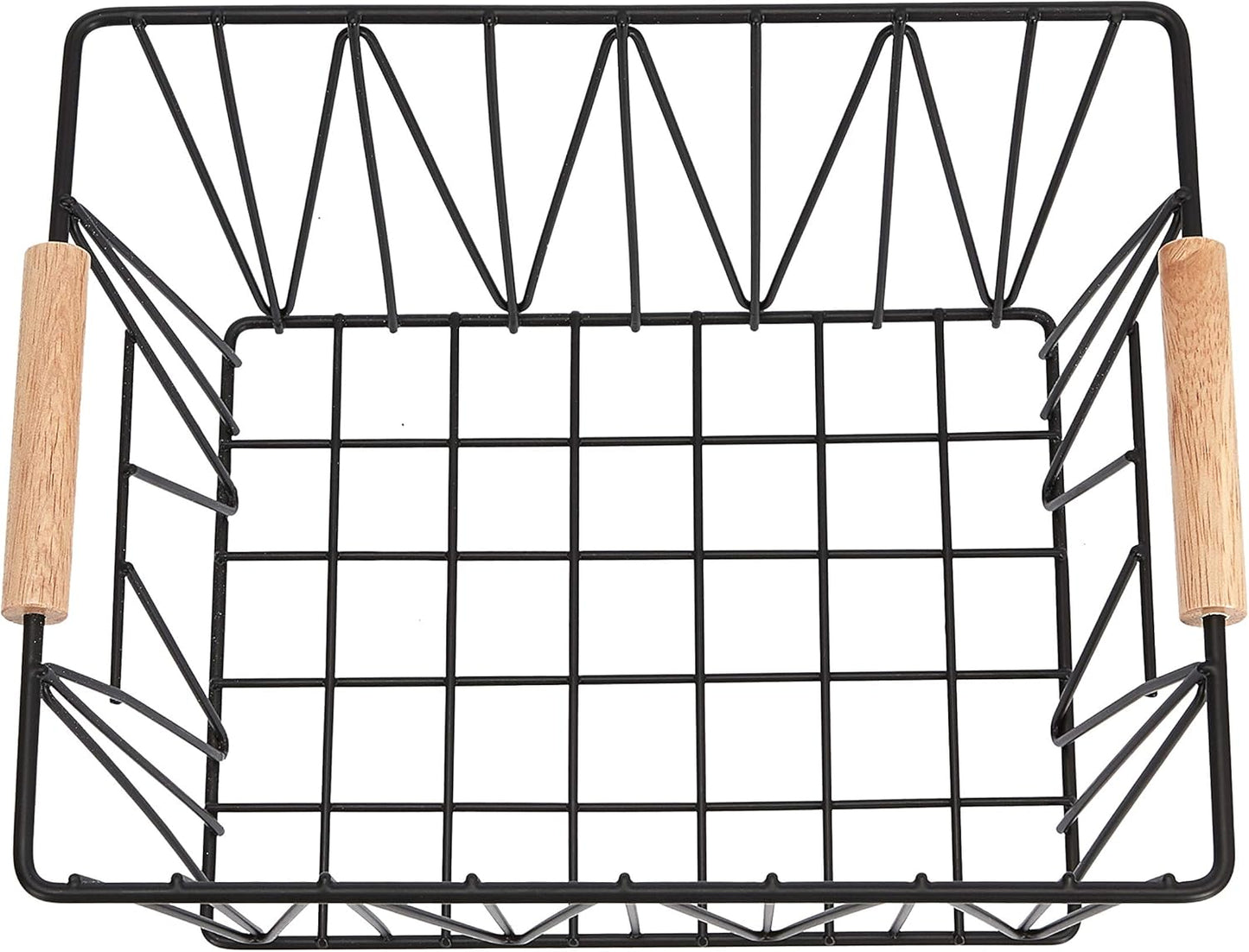 Amazon Basics Stackable Rectangular Wire Storage Baskets for Closet Organization, Set of 3, Multipurpose Home Organizer, Black