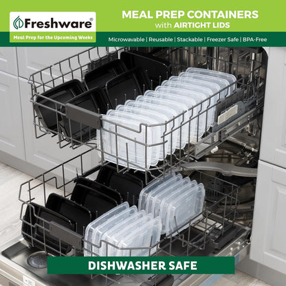 Freshware Meal Prep Containers 1 Compartment Food Storage Containers with Lids, Bento Box, BPA Free, Stackable, Microwave/Dishwasher/Freezer Safe (28 oz), 50 Count (Pack of 1)