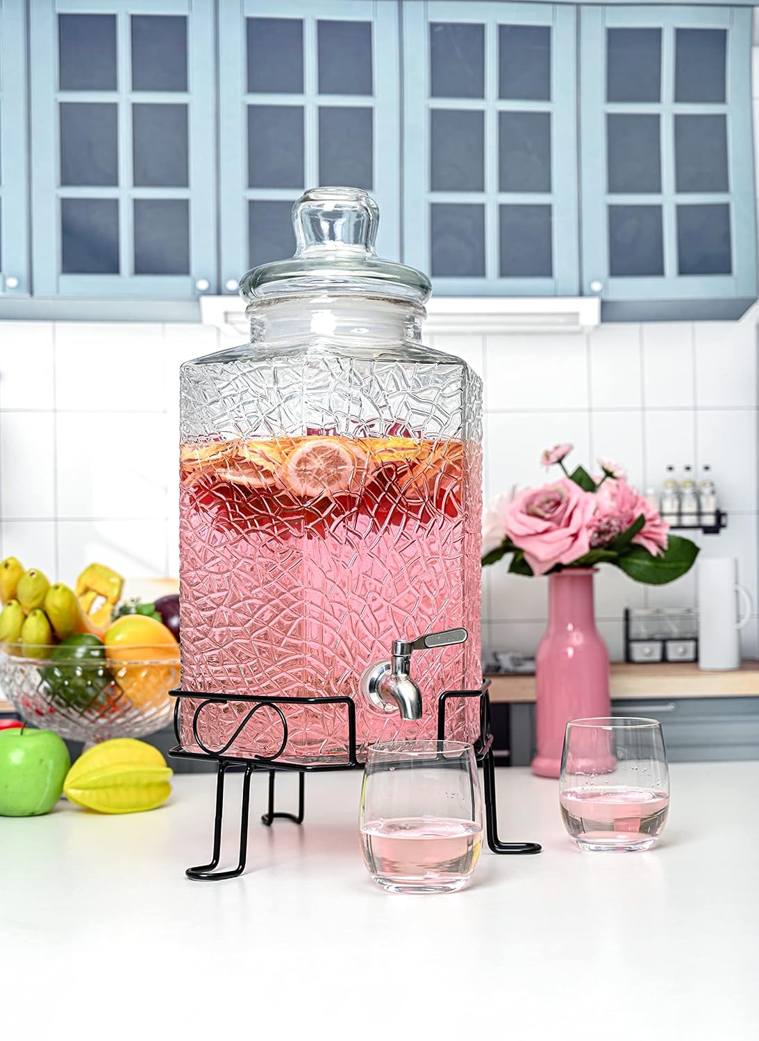 Redfern 2.5 Gallon Glass Beverage Dispenser Stainless Spigot and Stand
