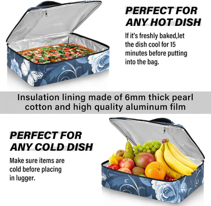 Casserole Carriers for Hot or Cold Food Reusable Casserole Dish Carrier Insulated Thermal Large Capacity Durable Perfect for Party Camping Family Gatherings Yellow Fish - Colors B