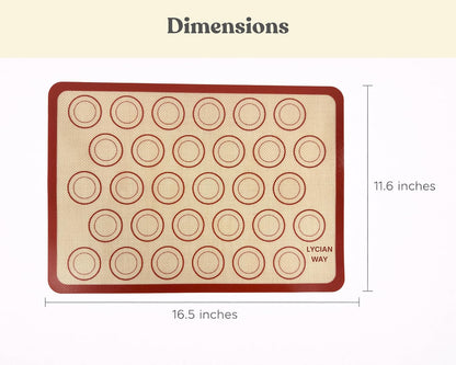 Silicone Pastry Mat with Measurements, 28 x 20 Inch Extra Thick Non-Slip Nonstick XL Baking Mat for Dough Rolling, Kneading, Fondant and Pie, Red