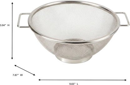 Kitchen Details Stainless Steel Fine Mesh Strainer 9 Inch | Large Wire Mesh Kitchen Sieve | Food Strainer Colander for Pasta Rice Quinoa
