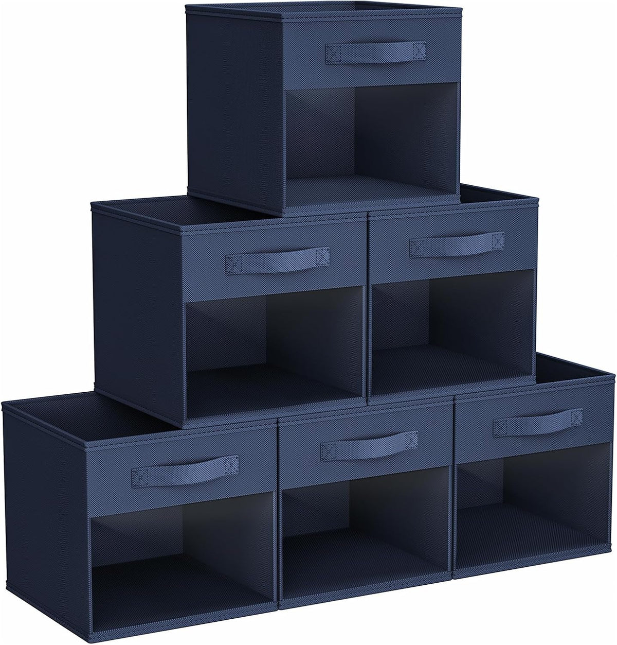 DIMJ Storage Cubes, 11x 11 inch Cube Storage Bin, 6 Pack Closet organizers and storage Bins with Window, Collapsible Baskets with Handle for Shelves, Clothes, Toys, Books (Grey)