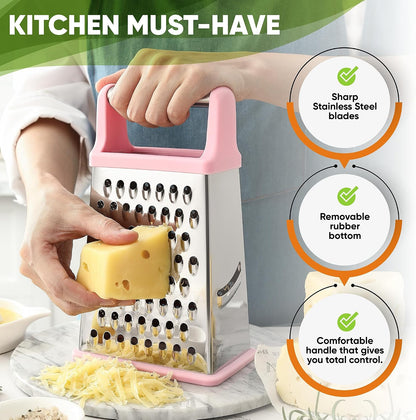 Spring Chef Stainless Steel XL Cheese Grater for Kitchen, Green