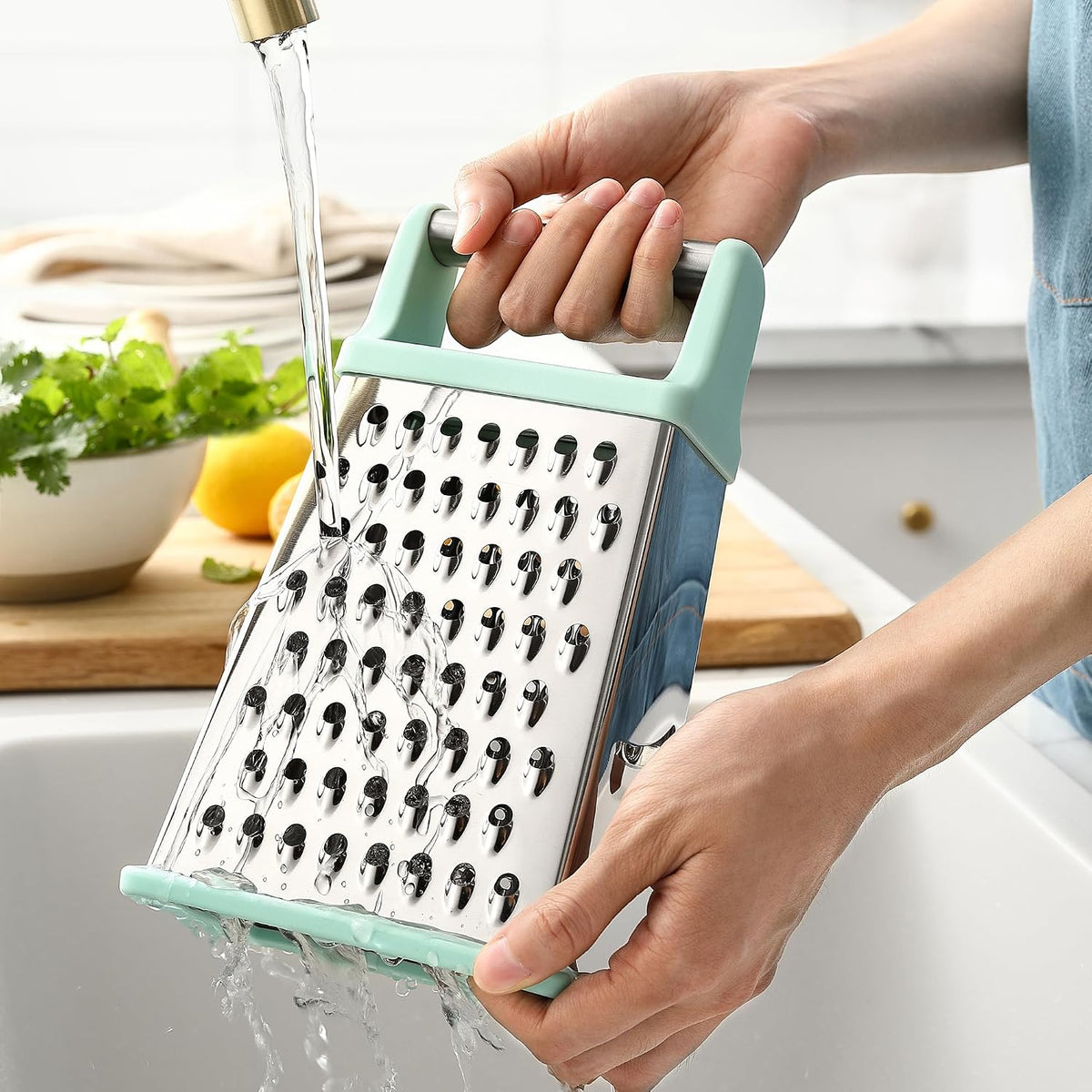 Spring Chef Stainless Steel XL Cheese Grater for Kitchen, Green