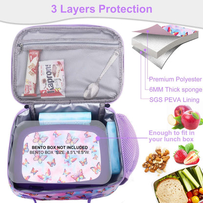 RHCPFOVR Kids Lunch Bag - Insulated Lunch Box for Boys Girls,Washable Lunch Bag and Reusable Toddler Leak-proof Lunchbox for School and Daycare - Colors A