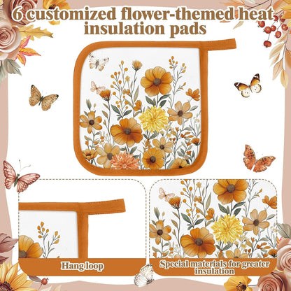Bencailor 12 Pcs Christmas Wildflower Pot Holders with Pocket