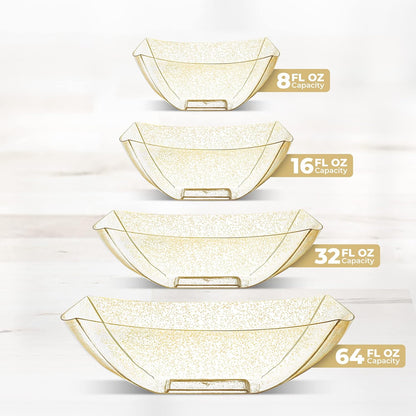 Posh Setting - White Plastic Square Serving Bowls for Party (16oz - 4 Pack), Disposable & Candy Containers for Party Table & Buffet