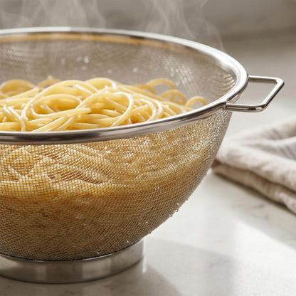 Kitchen Details Stainless Steel Fine Mesh Strainer 9 Inch | Large Wire Mesh Kitchen Sieve | Food Strainer Colander for Pasta Rice Quinoa