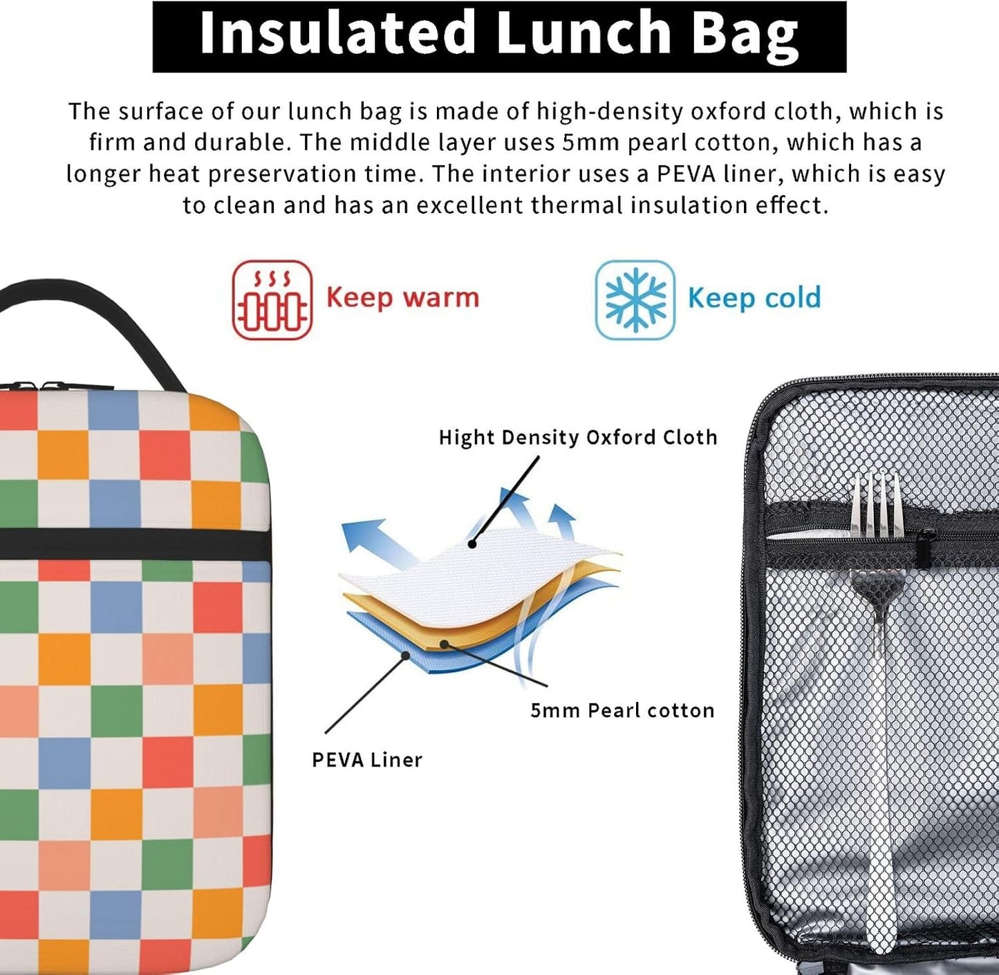 70s Retro Mushroom Floral Insulated Lunch Bag Reusable Cooler Lunch Box Portable Leakproof Thermal Container Tote Bags for Girls Boys School Travel
