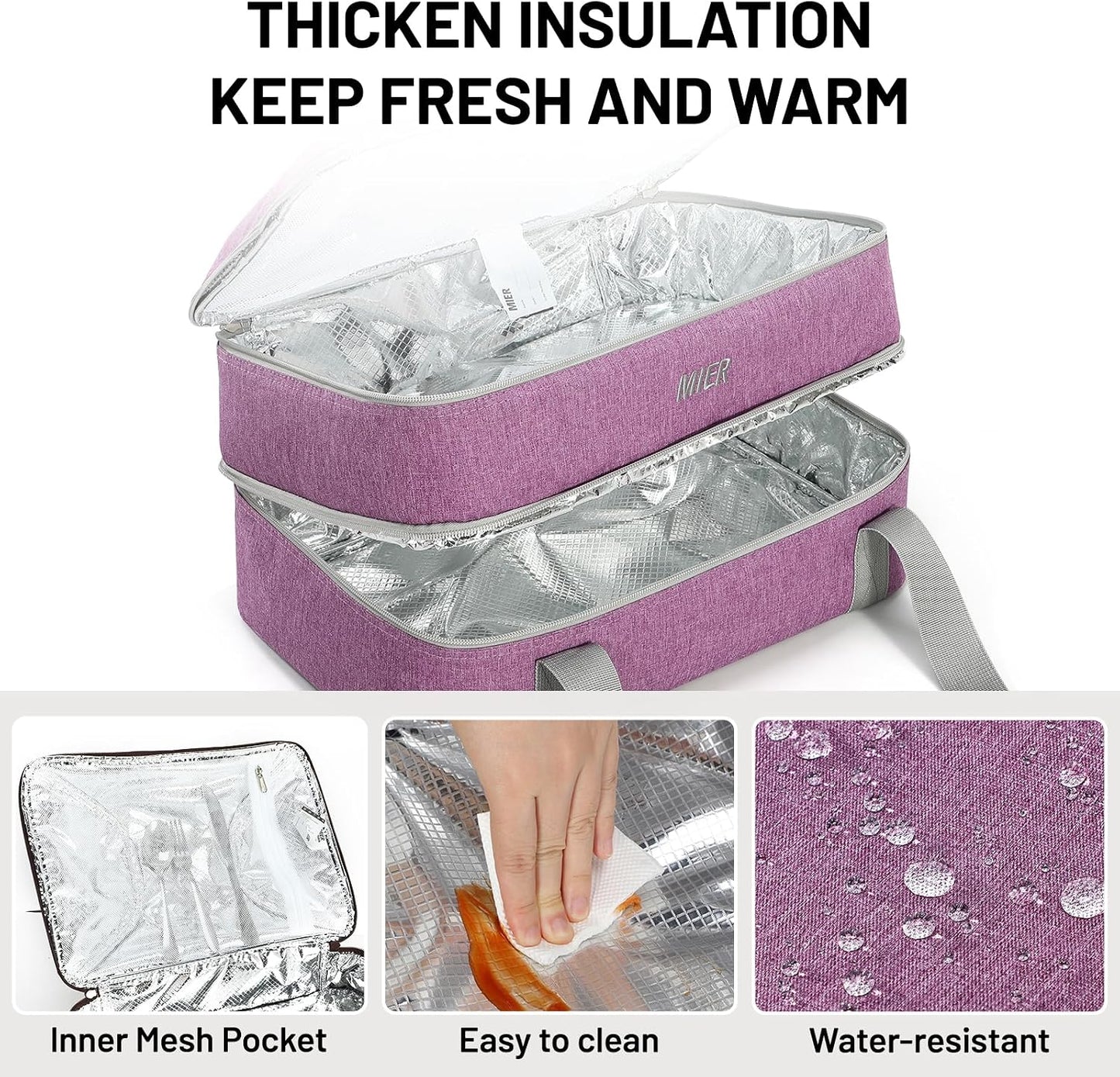 MIER Insulated Casserole Carrier for Hot or Cold Food Thermal Food Carrier Bag for Lasagna Potluck Parties Picnic Cookouts, Fits 9"x13" Baking Dish/Foil Pan, Red