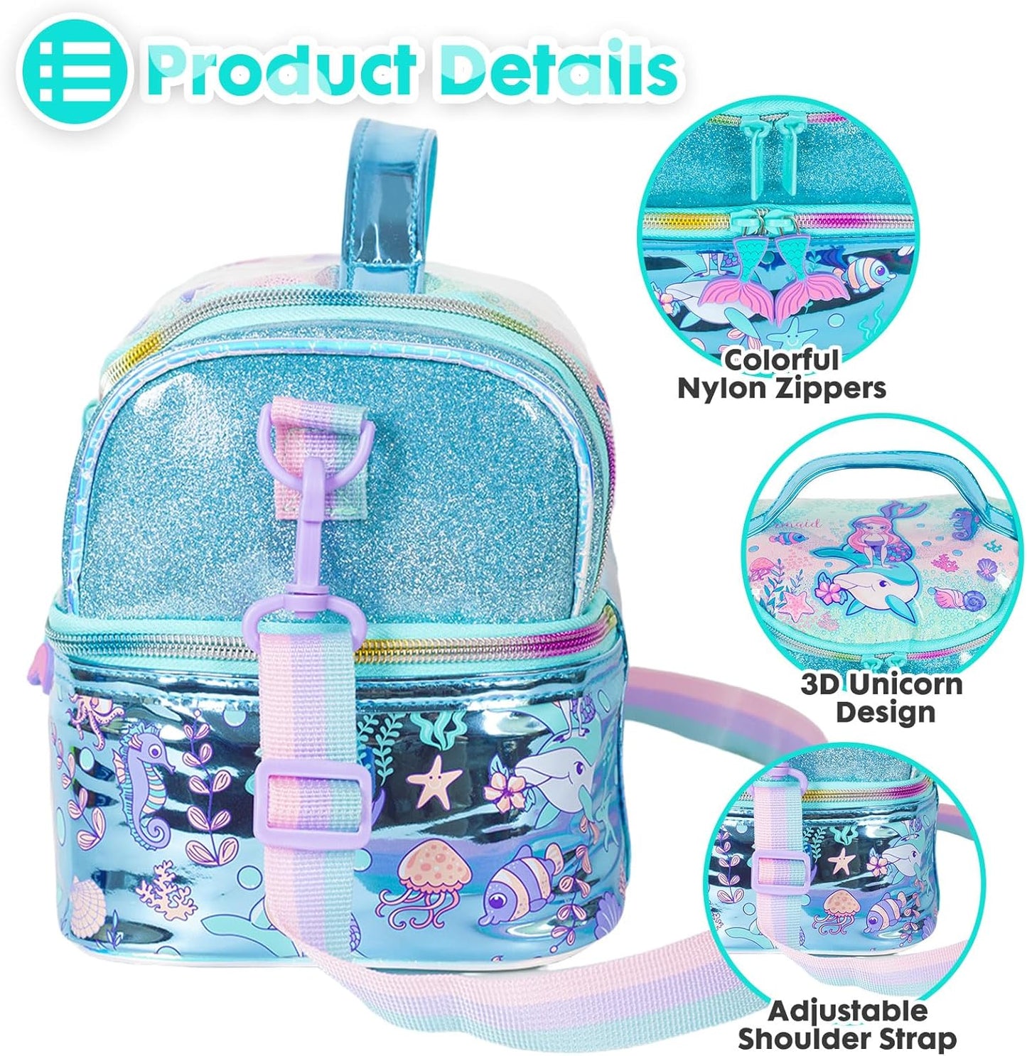 Kids Double Decker Cooler Insulated Lunch Bag, Back to School Large Meal Tote for Boys, Girls, Men, Women, with Adjustable Strap, Soccer