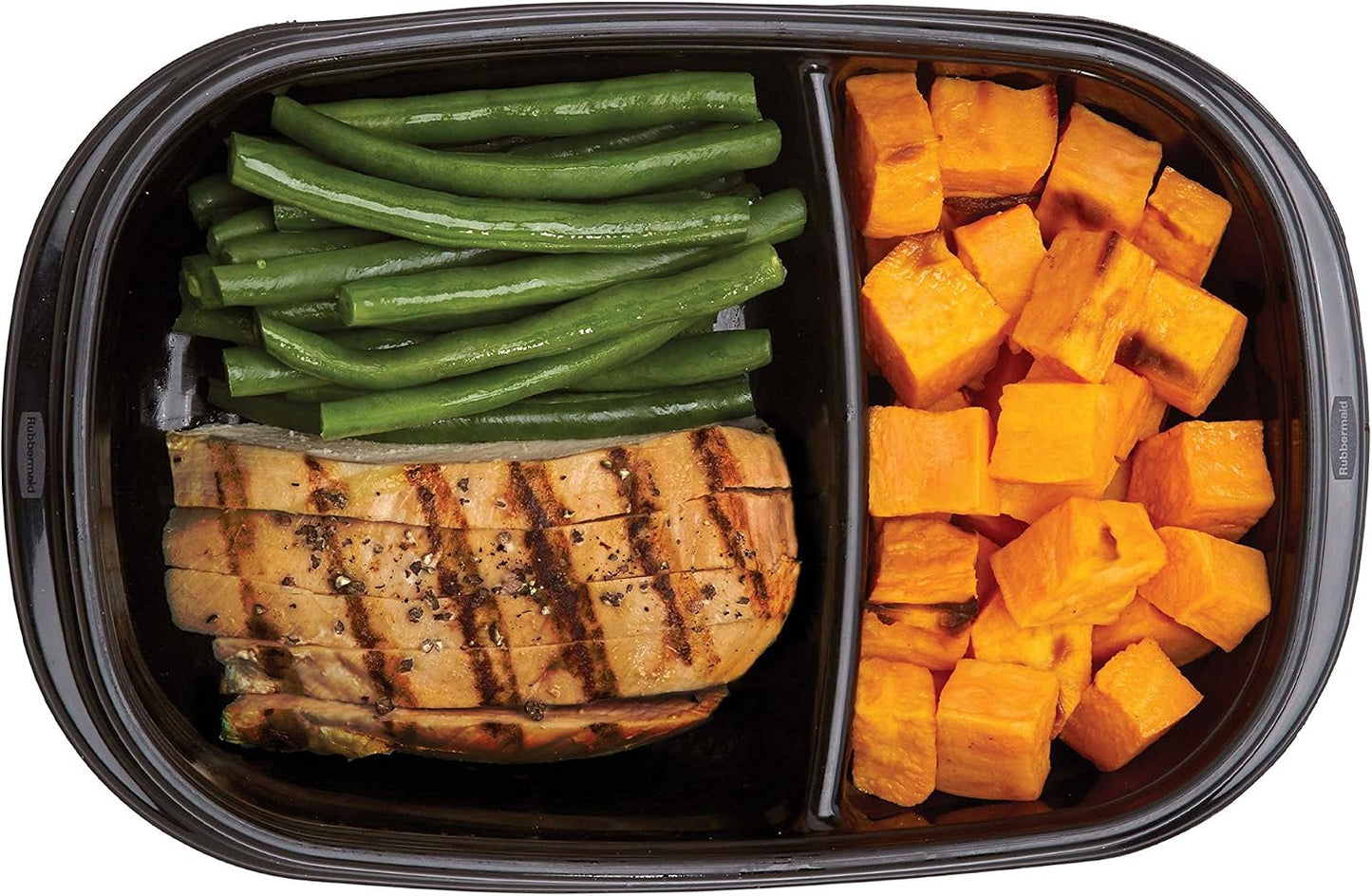 Rubbermaid TakeAlongs Food Storage Containers with Divided Base, 3.7 Cup, 20-Pack (40 Pieces Total), Black | Great for Meal Prep, Lunch for Adults Bento Box Style | Reusable & Stackable