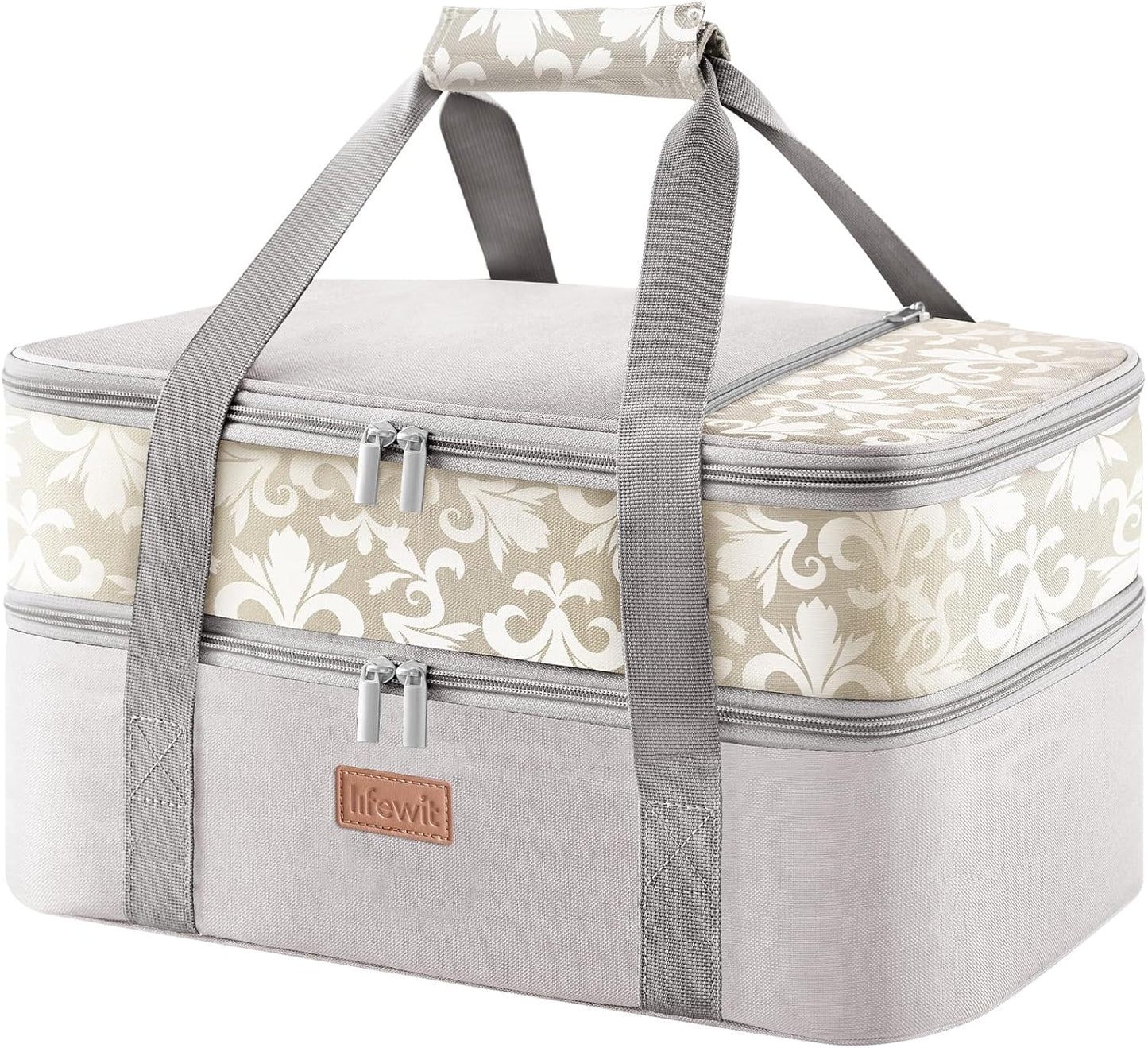 Lifewit Insulated Single Decker Casserole Carrier for Hot or Cold Food, Lasagna Lugger Holder Fits 9" x 13" Baking Dish, Thermal Lunch Tote Bag for Potluck Parties, Picnic and Cookouts, Black