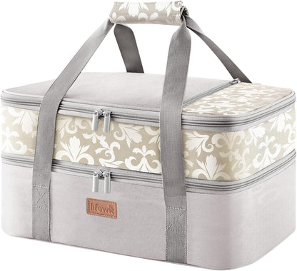 Lifewit Insulated Single Decker Casserole Carrier for Hot or Cold Food, Lasagna Lugger Holder Fits 9" x 13" Baking Dish, Thermal Lunch Tote Bag for Potluck Parties, Picnic and Cookouts, Black