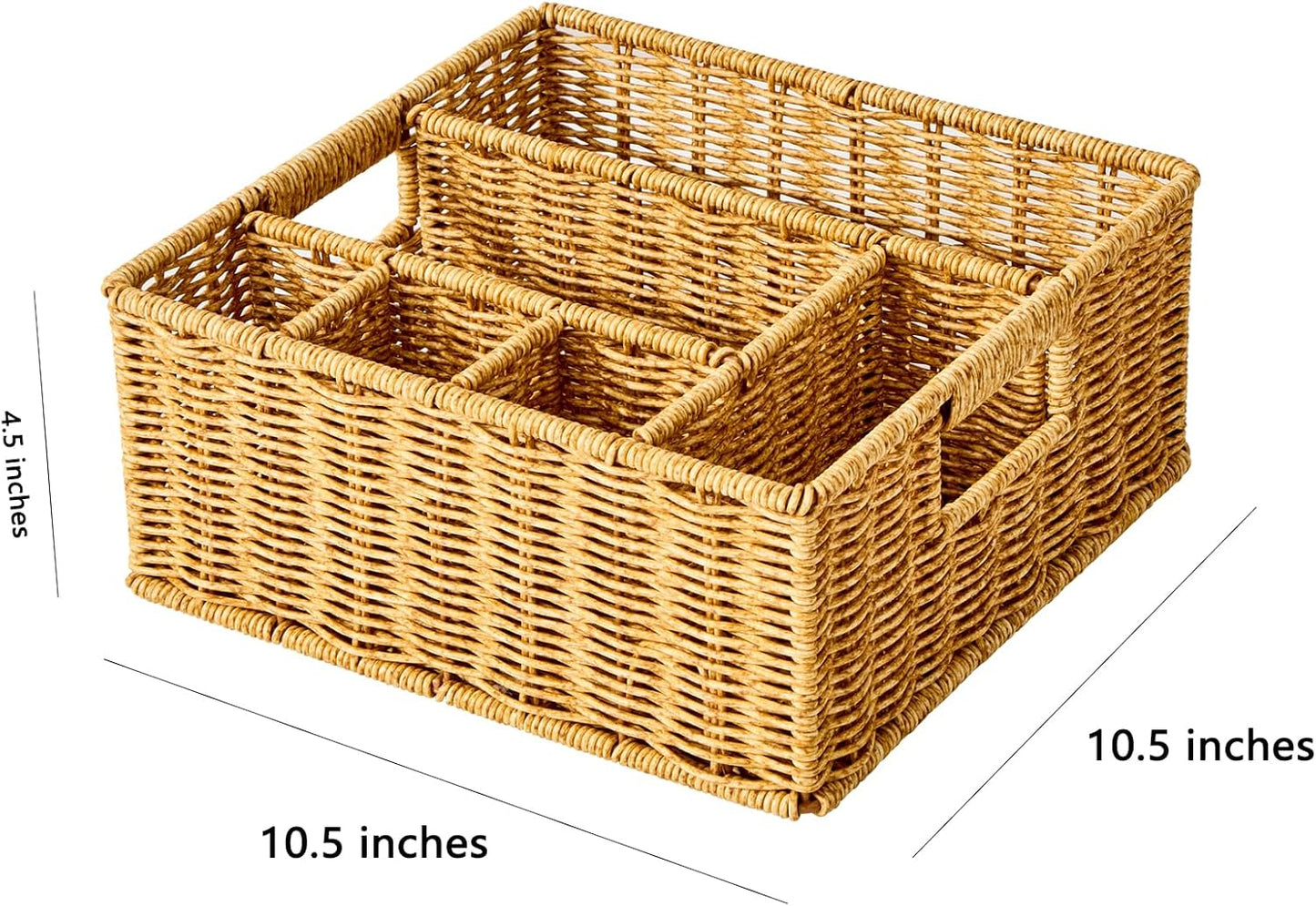 Berdeng Utensil Holder for Party, Paper Plate Dispenser for Countertop, Silverware Caddy for Picnic, Cutlery Holder for Kitchen Camping Buffet, Wicker Basket with 6 Compartments