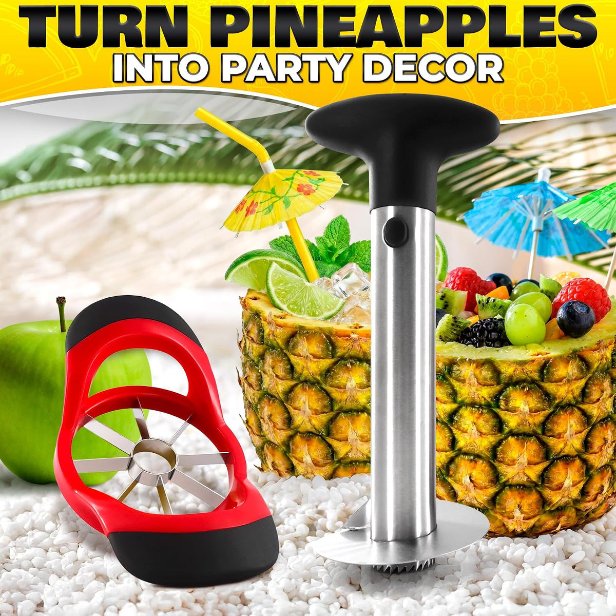Watermelon Cutter Slicer Tool 2-in-1, Retractable Fork, 304 Steel