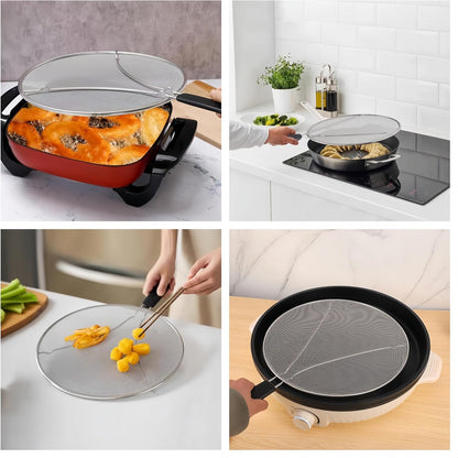 grease splatter guard,Kitchen Supply,Splatter Guard for Frying Pan & Food Strainer and Universal Cookware,stainless steel kitchenware,splash guard for Cooking with Comfort Grip Handles (1pcs-13 in)