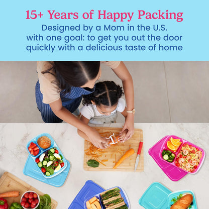 Bentgo Easyboxes - Original Stackable Lunch Boxes - Reusable 3-Compartment Food Containers for Kids and Adults - Bento Lunch Box for Meal Prep, School, & Work - BPA Free, Set of 4 (Earth Tones)