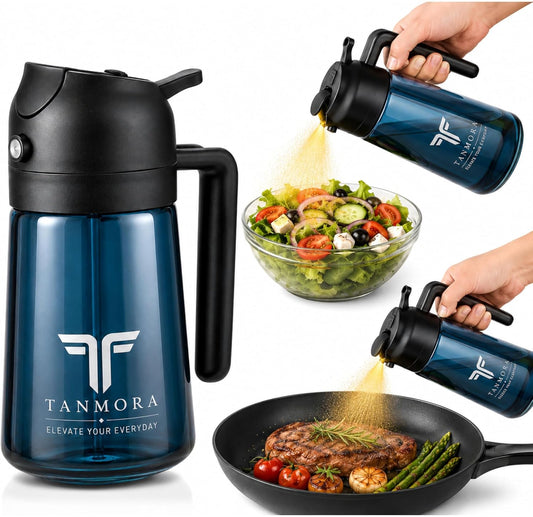 Oil Sprayer for Cooking – 16 OZ Oil Spray Glass Bottle for Air Fryer, Fine Mist Oil Dispenser, Refillable & Leak-Proof Cooking Oil Mister, Portion Control for BBQ, Salad, Baking & Kitchen Use