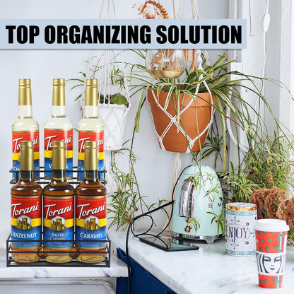 MCSAPIL Coffee Syrup Rack (6 Bottle Capacity), Organizer for Coffee Bar & Kitchen, Small Wine Rack for Bar, Family & Storage