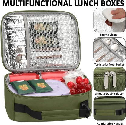 Lunch Box Kids Insulated Lunch Bag for Boys Girls Cute Reusable Lunch Tote Bag Waterproof Portable Thermal Lunch Box Kids for School Picnic Travel Black