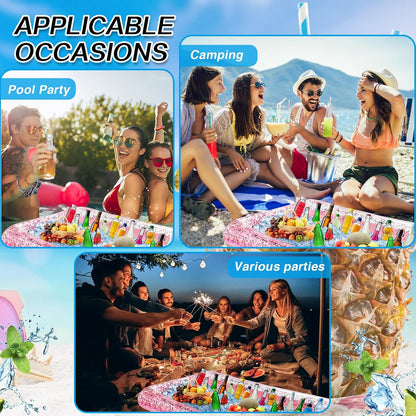 Leitee Inflatable Serving Bar with Drain Plug 52 x 24 x 5'' Inflatable Ice Serving Buffet Bar for Party Food Cooler Buffet Drink(Black,Basic Style)