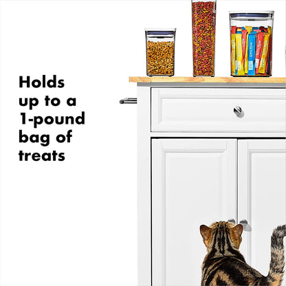 OXO Good Grips Pet POP Container – 6.0 Qt/5.7 L with Half Scoop, Ideal for up to 6.5lbs of Dog Food or 4.5lbs of Cat Food, Airtight Dog and Cat Food Storage Container, BPA Free, Clear