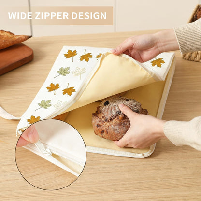 Wide Zipper Access Cotton &Beeswax Bags for Homemade Bread 2 Pack XL Reusable Beeswax Bread Bags for Homemade Bread Freezer Organic Cotton Food Storage Bags to Keep Fresh