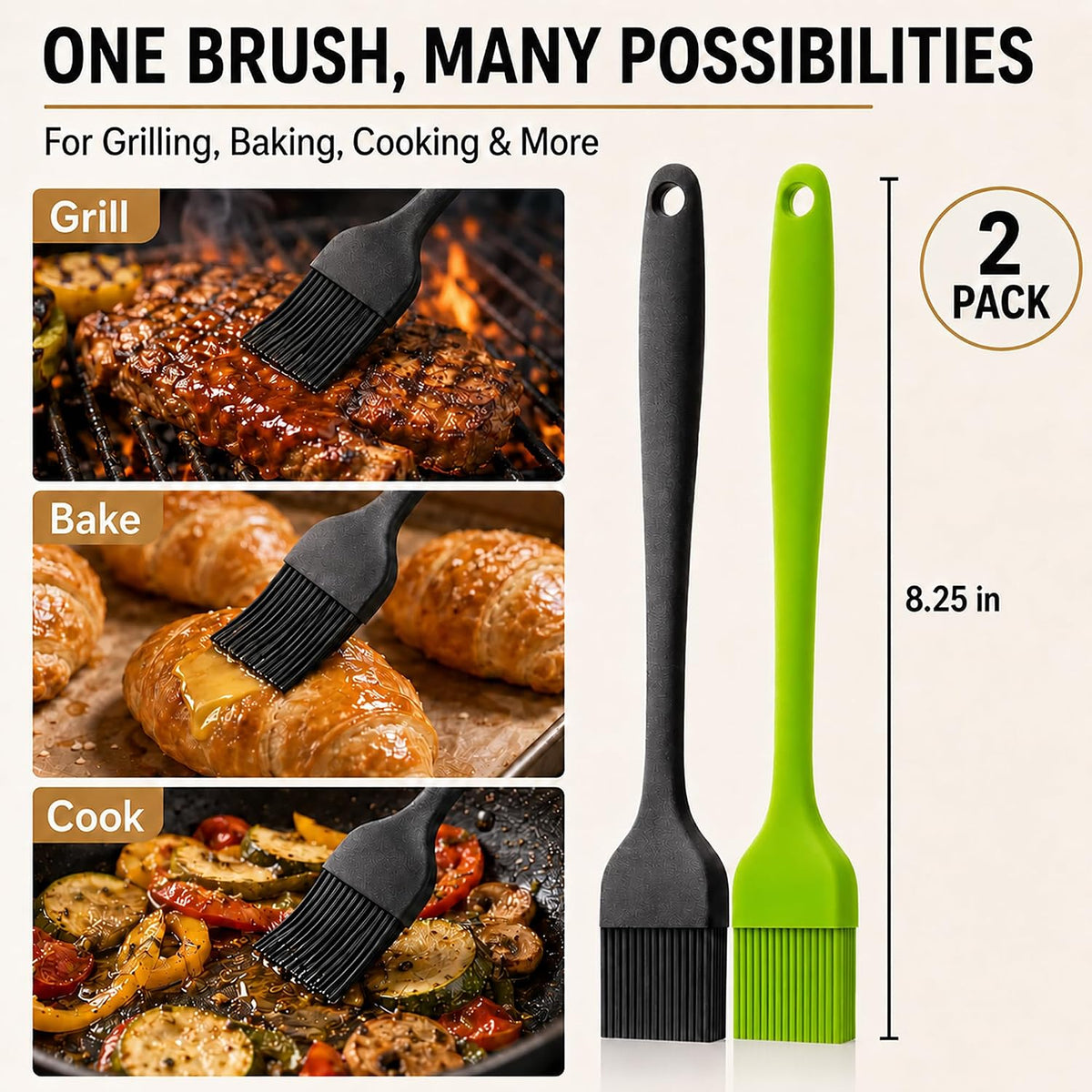 Silicone Basting Pastry Brush for Baking Bbq Spread Oil Butter