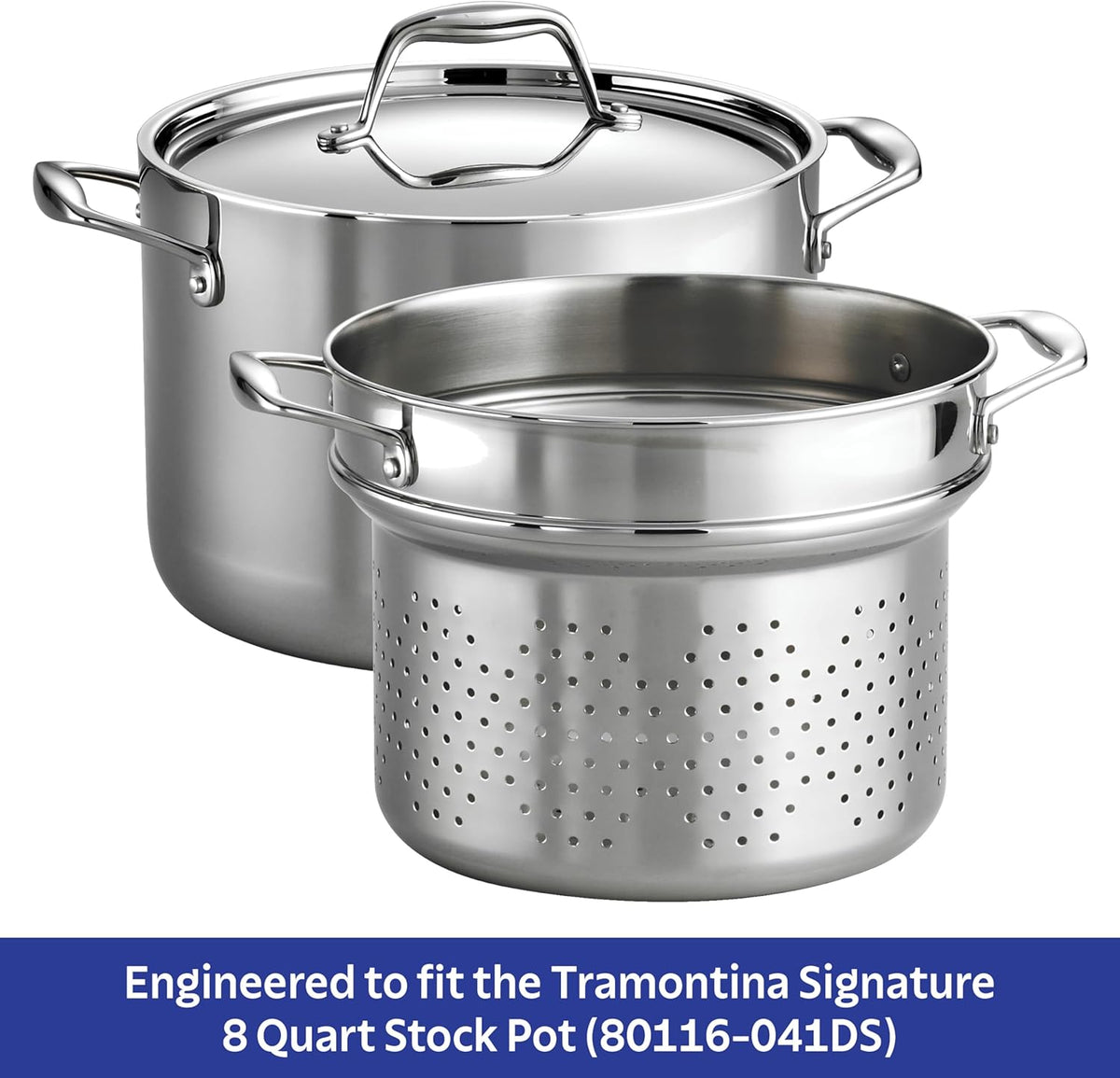 Tramontina Signature Stainless Steel Pasta Strainer Insert for Pot