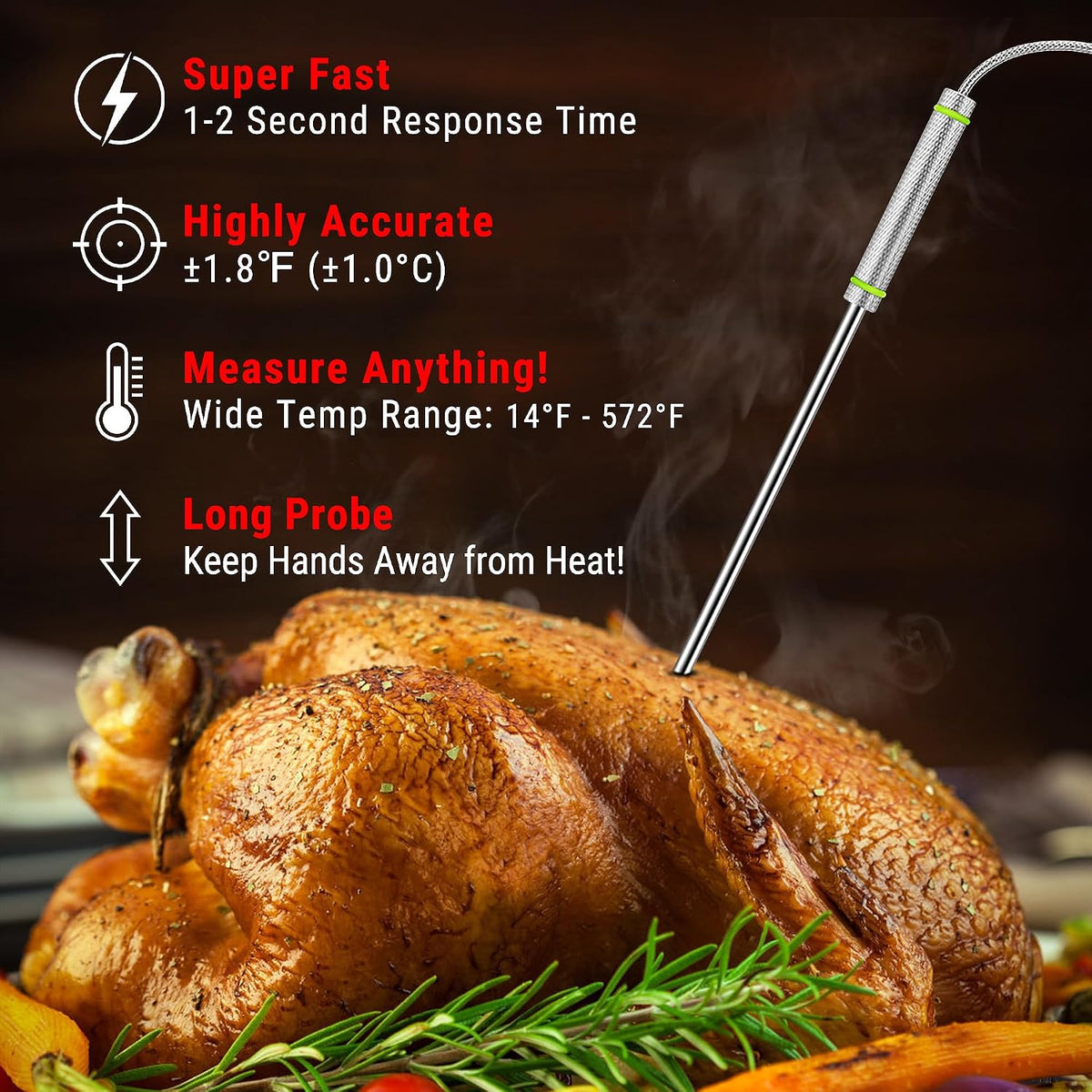 TempPro TempTrack Digital Cooking Meat Thermometer with Dual Meat Probe