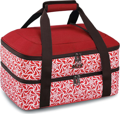 MIER Insulated Casserole Carrier for Hot or Cold Food Thermal Food Carrier Bag for Lasagna Potluck Parties Picnic Cookouts, Fits 9"x13" Baking Dish/Foil Pan, Red