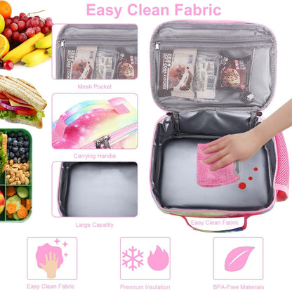 RHCPFOVR Kids Lunch Bag - Insulated Lunch Box for Boys Girls,Washable Lunch Bag and Reusable Toddler Leak-proof Lunchbox for School and Daycare - Colors A