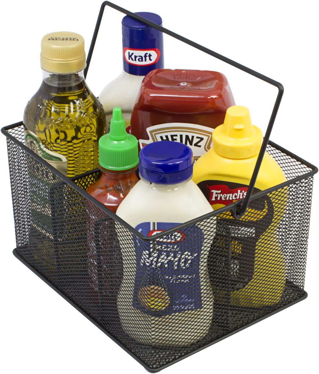 Sorbus® Utensil Caddy — Silverware, Napkin Holder, and Condiment Organizer — Multi-Purpose Steel Mesh Caddy—Ideal for Kitchen, Dining, Entertaining, Tailgating, Picnics, and much more (White)