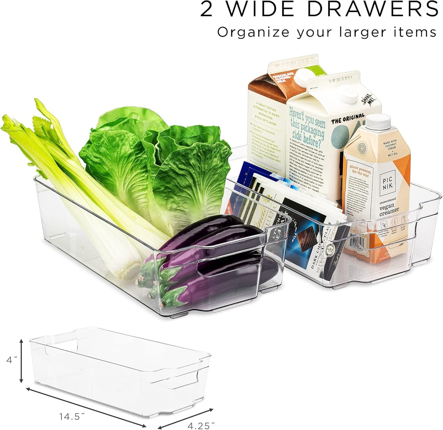 Sorbus Fridge Organizer Bins – Set of 8 Refrigerator Organizers and Storage Containers, Stackable Freezer Bins and House Essentials for New Home, BPA-Free Pantry Drawer Organizers