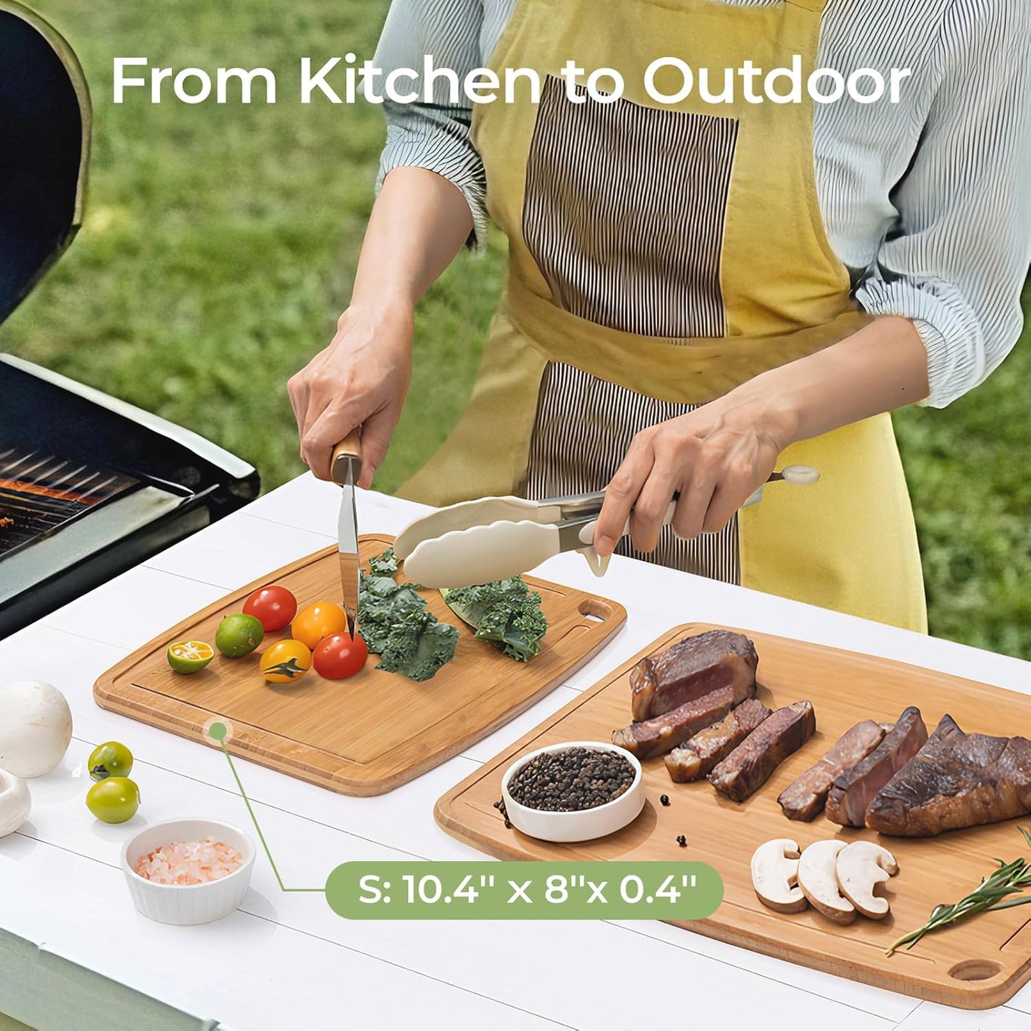 Keechee Dishwasher Safe Bamboo Cutting Boards Durable Lightweight Wood Cutting Board for Busy Kitchen, Easy Clean Wooden Chopping Boards with Juice Groove Set of 3 (L+M+S)
