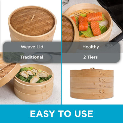 BirdRock Home Bamboo Steamer (Classic Bamboo, 8" Diameter)