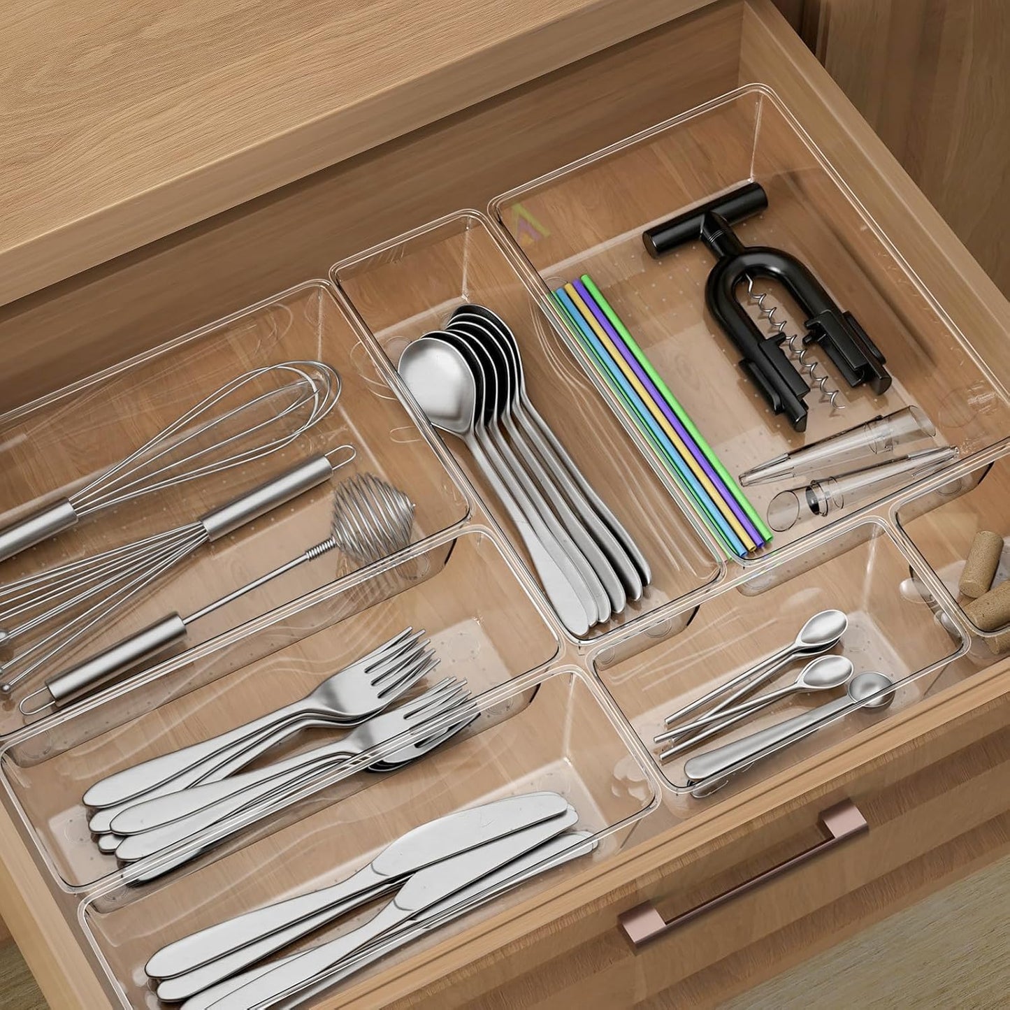 12 Pack Clear Drawer Organizer Set, 3 Sizes Bathroom Vanity Organizer Trays | Vanity and Makeup Organizer | Bathroom Organizer Trays | Storage Bins For Makeup | Cosmetics | Jewelry | Gadgets