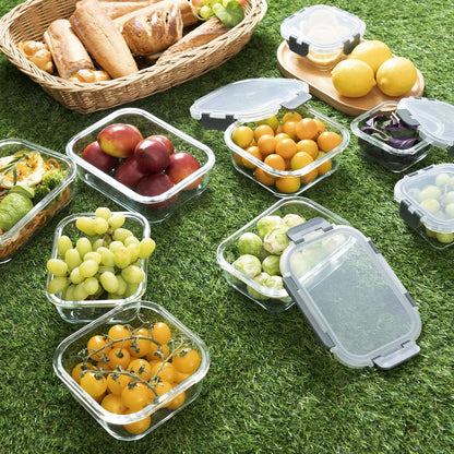 S SALIENT 18 Piece Glass Food Storage Containers with Lids, Glass Meal Prep Containers, food storage Containers for Food Storage, BPA Free & Leak Proof (9 lids & 9 Containers)