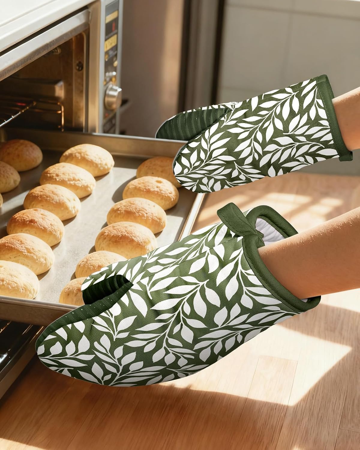100% Thick Cotton Mini Oven Mitts Silicone Grip Lemon & Birds