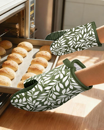 100% Thick Cotton Mini Oven Mitts Silicone Grip Lemon & Birds
