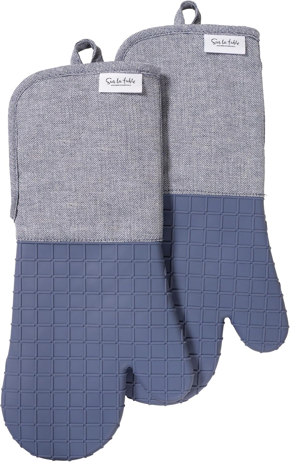 Sur La Table Kitchen Essentials Set of 2 Silicone Oven Mitts, Heat Resistant to 550°F (Green)
