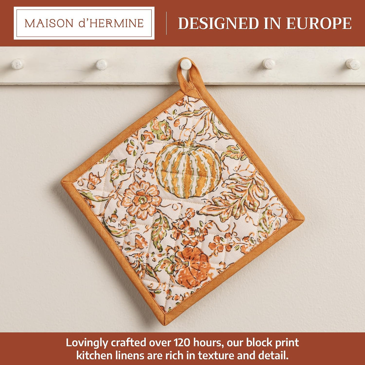 Maison d' Hermine 100% Cotton Oven Mitt & Pot Holder Set (7.5"x13" & 8"x8") - Colors C