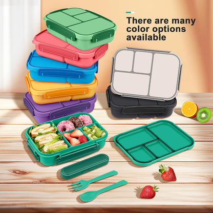 Amathley Lunch Box Kids,Bento Box Adult,Leakproof Lunch Containers for Adults/Kids/Toddler,1200ML-4 Compartments bento Lunch box with Utensil,Microwave & Dishwasher & Freezer Safe (Pink Berry)