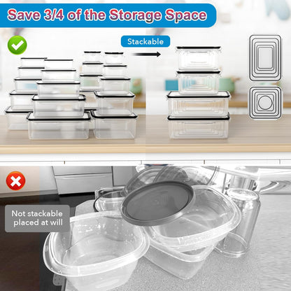 52-Piece Large Food Storage Containers with Lids Airtight, Health Material 85oz Leakproof Reusable Plastic Storage Containers, for Lunch, Meal Prep, and Leftovers, Kitchen Organizer, Freezer Container
