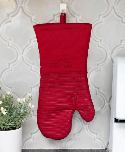 All-Clad Silicone Oven Mitts: Heat Resistant up to 500 Degrees - 100% Cotton & Silicone, 14"x7" Oven Mitt for Kitchen and Barbeque, Pewter
