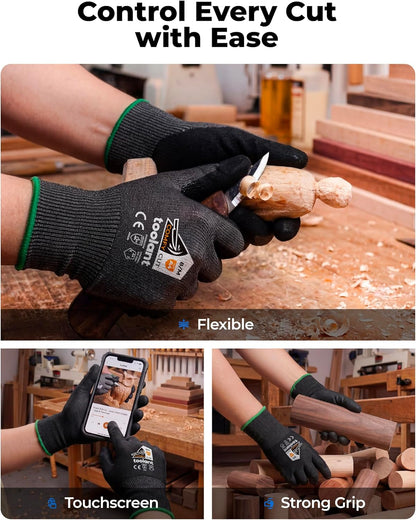 toolant ComfyCut A4 Cut Resistant Work Gloves, 1 Pair, Dark Gray, Large