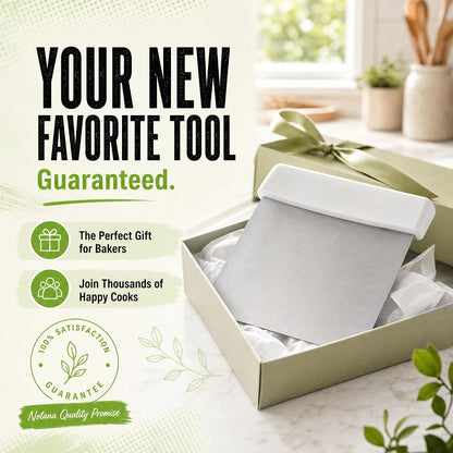 Stainless Steel Dough Cutter and Bench Scraper with White Plastic Handle - Pastry Scraper and Dough Divider for Bread, Pizza, Pastry, Baking Prep, and for Kitchen Use (5 7/8" x 4 1/4")